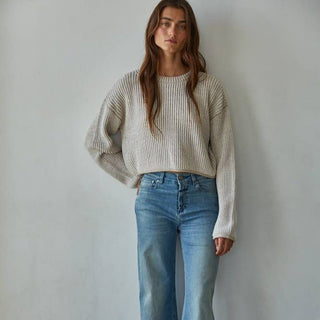 Chunky Knit Cropped Sweater Light Taupe - Elle J. Boutique - By Together