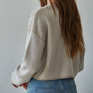 Chunky Knit Cropped Sweater Light Taupe - Elle J. Boutique - By Together