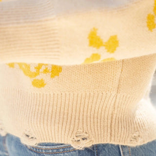 Deep V - Neck Yellow Rose Printed Sweater - Elle J. Boutique - Voy