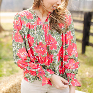 Elena Wildflower Olive Top - Elle J. Boutique - MICHELLE MCDOWELL