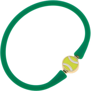 Enamel Tennis Ball Silicone Bali Bracelet in Green - Elle J. Boutique - Canvas Style