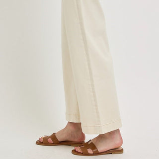 High Rise Crop Wide Ivory Jeans with Tummy Control - Elle J. Boutique - RISEN