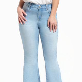 Mid-Rise Flare Jeans with Fray Hem - Elle J. Boutique - 1822