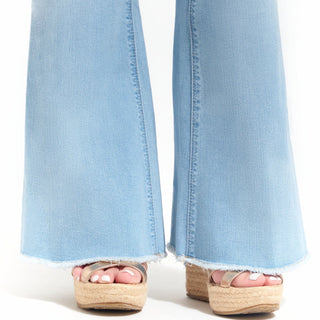 Mid-Rise Flare Jeans with Fray Hem - Elle J. Boutique - 1822
