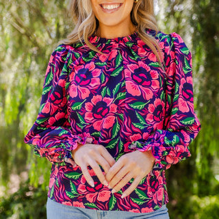 Quinn Top Lovestruck Navy - Elle J. Boutique - Michelle McDowell