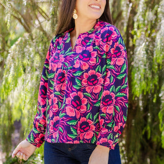 Sienna Top Lovestruck Navy - Elle J. Boutique - Michelle McDowell