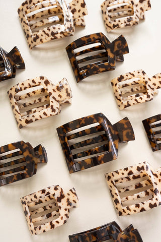 Square Flat Hair Clip | Large | Blonde Tortoise - Elle J. Boutique - TELETIES