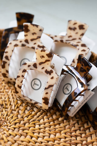 Square Flat Hair Clip | Small | Blonde Tortoise - Elle J. Boutique - TELETIES