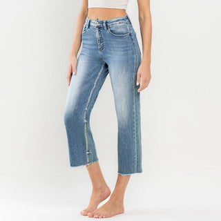 Super High Rise Raw Hem Wide Leg Jeans - Elle J. Boutique - VERVET