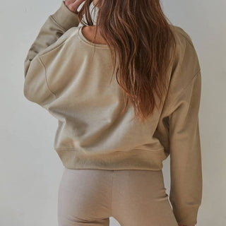 Washed Pullover Sweatshirt Mocha - Elle J. Boutique - By Together