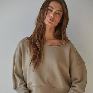 Washed Pullover Sweatshirt Mocha - Elle J. Boutique - By Together