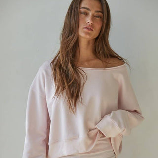 Washed Pullover Sweatshirt Soft Pink - Elle J. Boutique - By Together