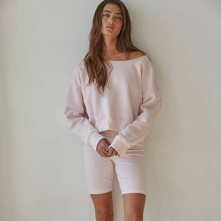 Washed Pullover Sweatshirt Soft Pink - Elle J. Boutique - By Together