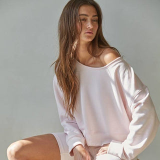 Washed Pullover Sweatshirt Soft Pink - Elle J. Boutique - By Together