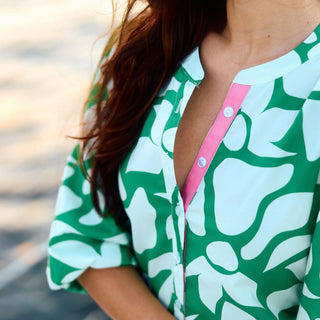 Whitney Dress Piece by Piece in White and Green - Elle J. Boutique - MARY SQUARE