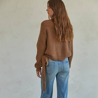 Wrap Knit Sweater Coffee - Elle J. Boutique - By Together
